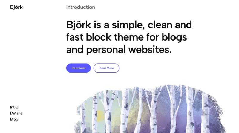 björk wordpress theme