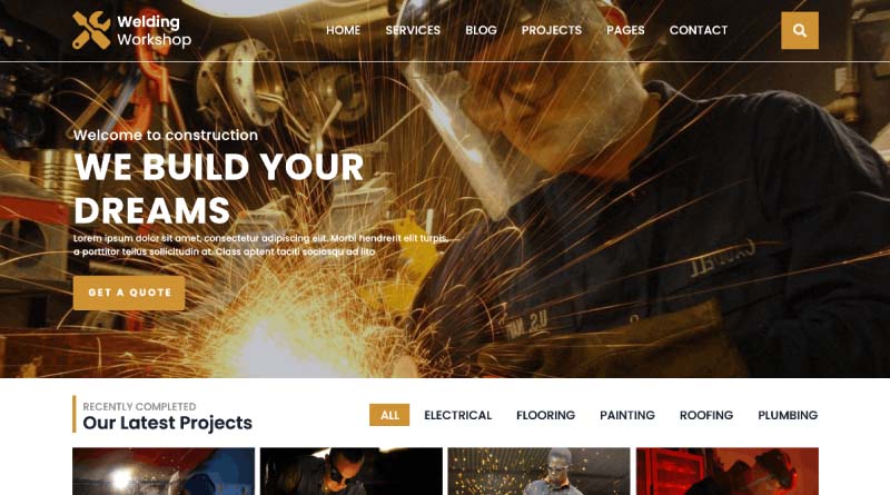 welding workshop wordpress theme