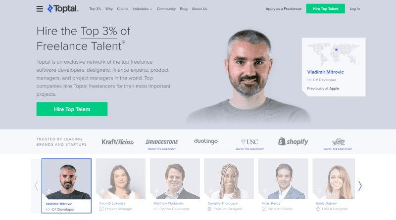 TopTal Freelance Website