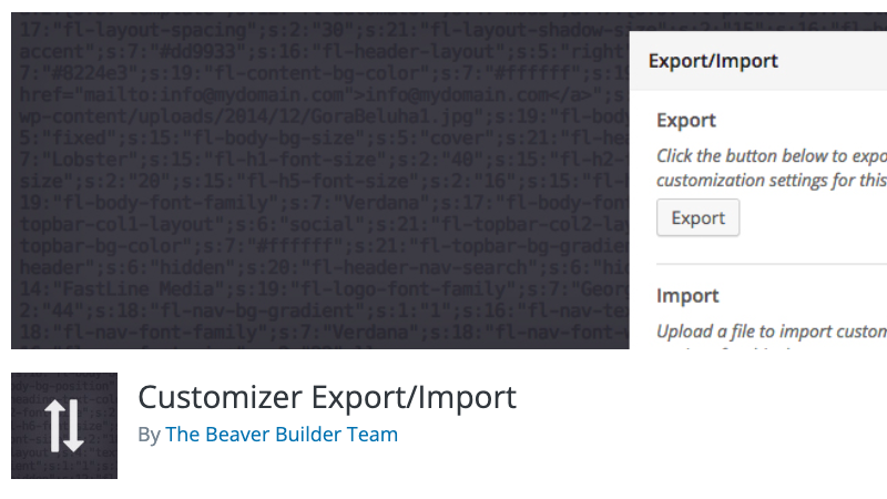 Customizer Export Import