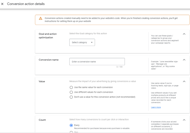 conversion action details