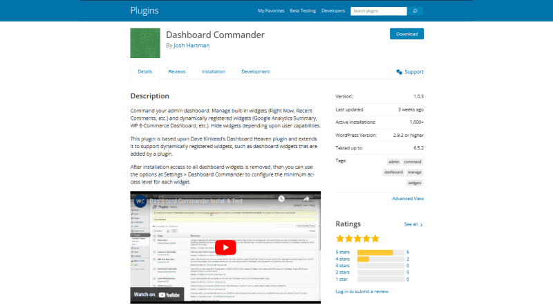 dashboard commander wordpress dashboard plugins