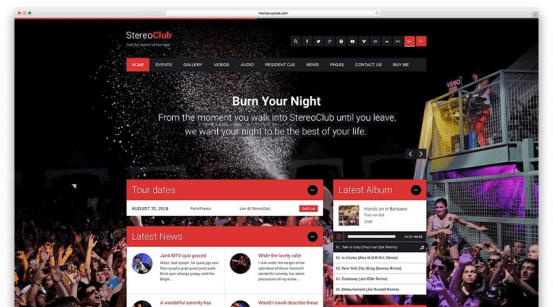 stereo club wordpress themes for artists