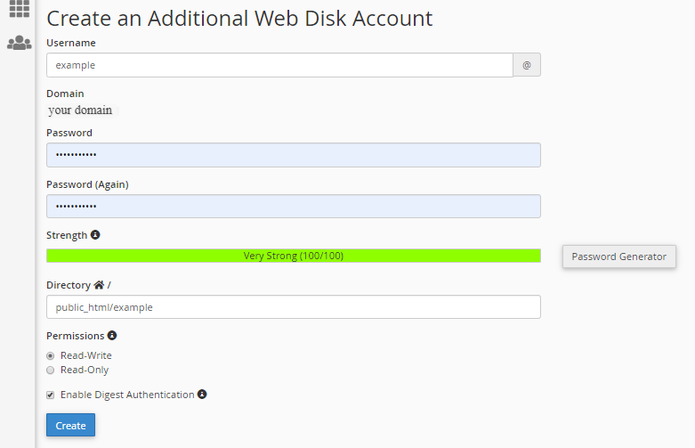 Additional Web Disk Account