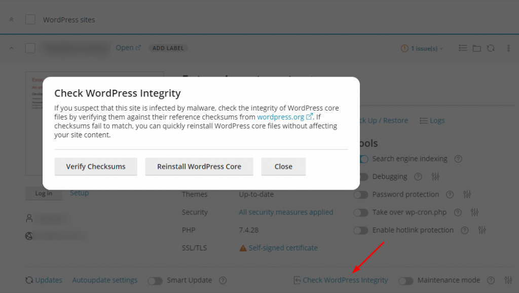 wordpress integrity