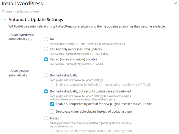 installation of wordpress core releases