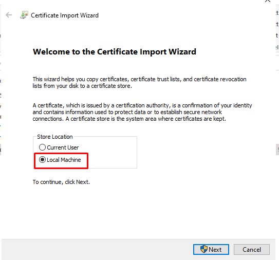 Certificate Import Wizard